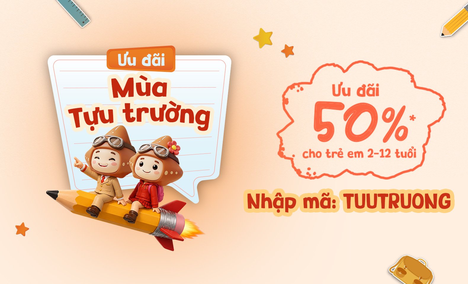 Ưu đãi mùa tựu trường: Giảm 50% vé trẻ em trên các đường bay nội địa cùng Sun PhuQuoc Airways