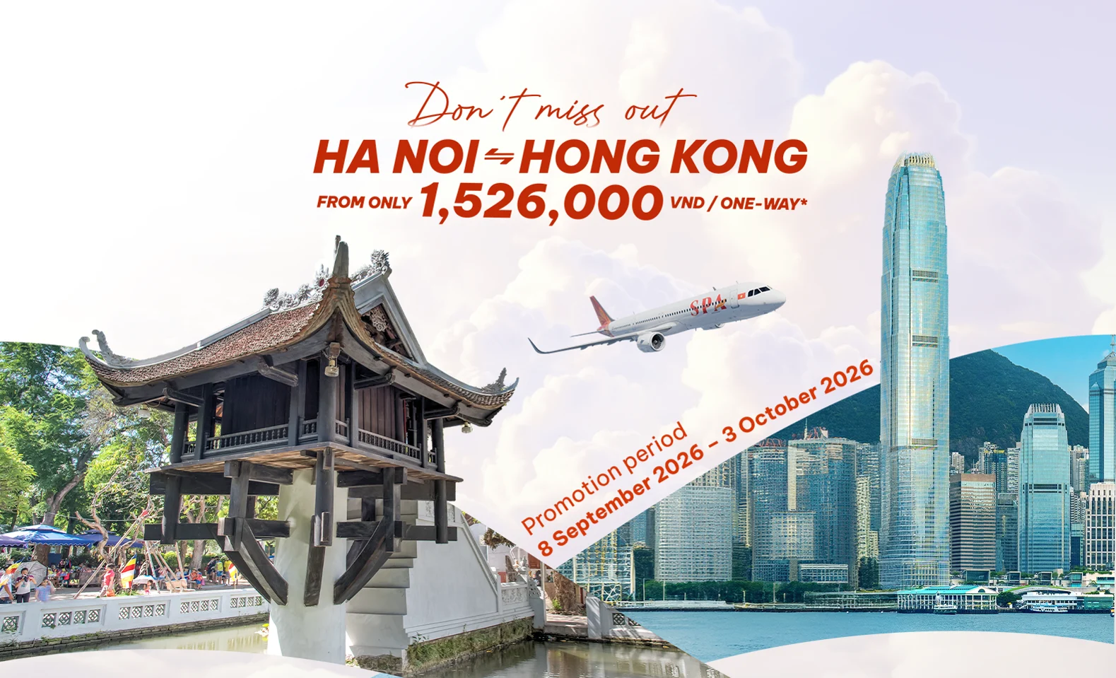 Fly from Hanoi to Hong Kong from VND 1,526,000 one way with Sun PhuQuoc Airways
