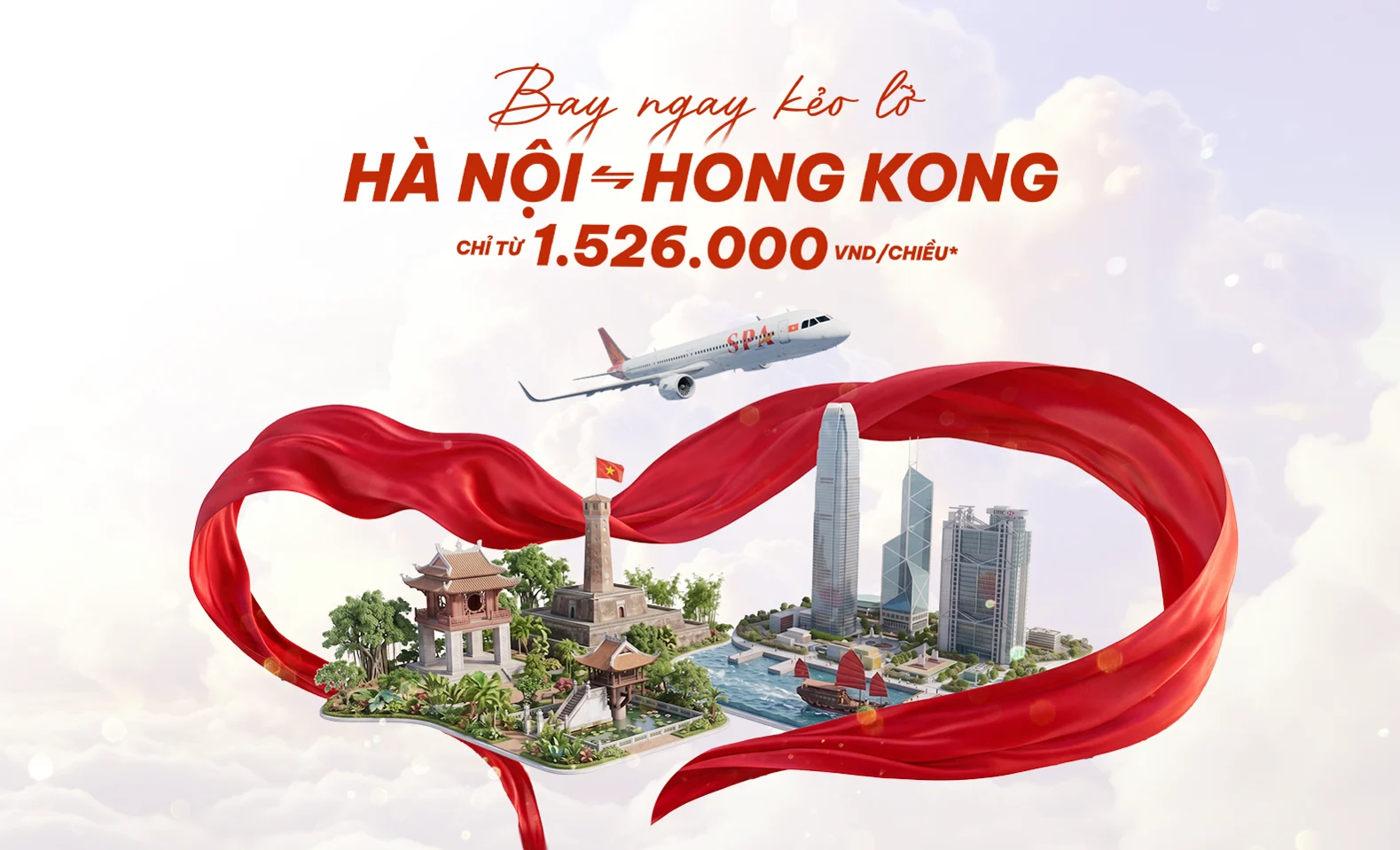 Bay Hà Nội - Hong Kong từ 1.526.000 VNĐ/chiều cùng Sun PhuQuoc Airways