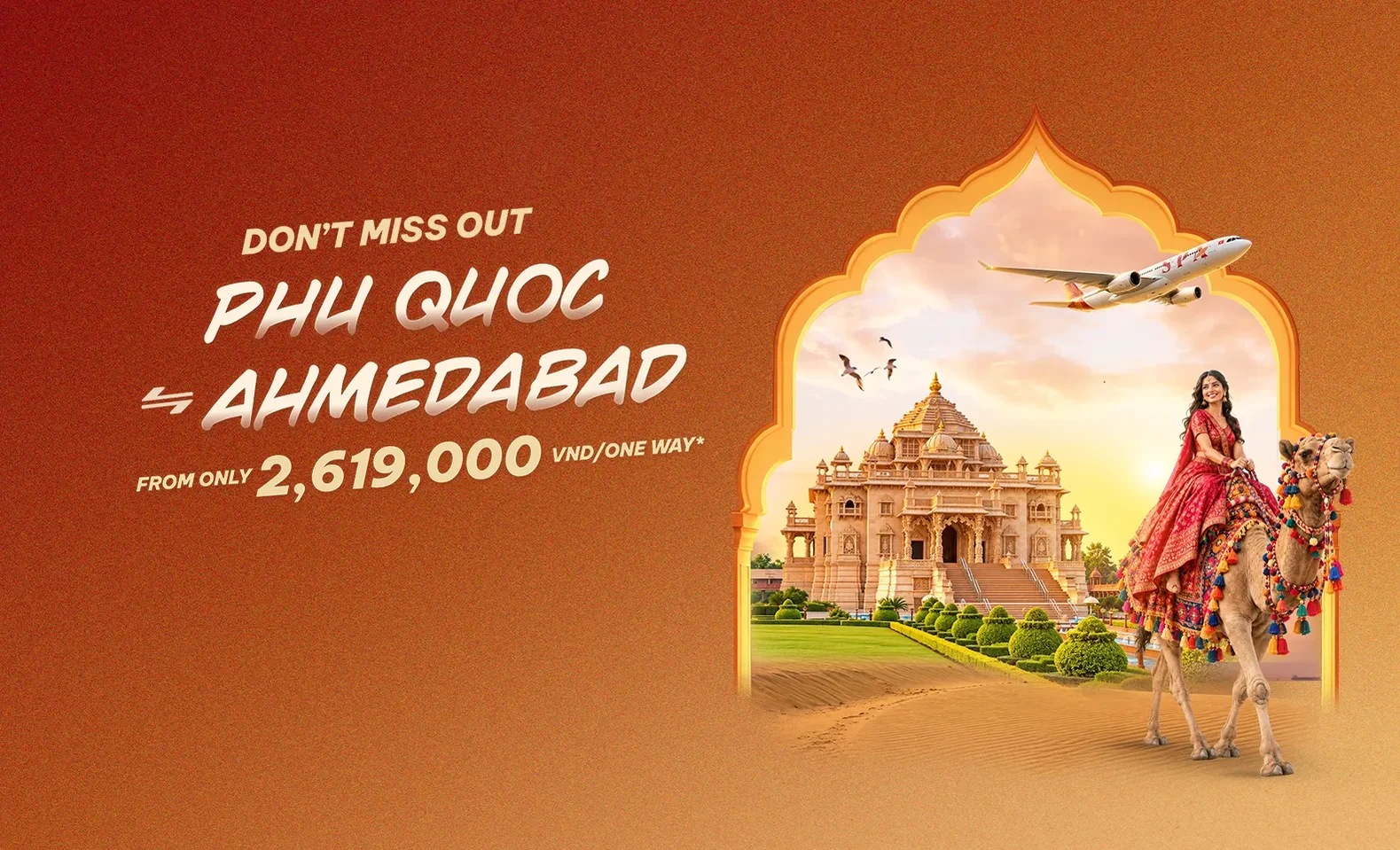 Direct Flights Phu Quoc - Ahmedabad starting from only 2,619,000 VND/one-way with Sun PhuQuoc Airways