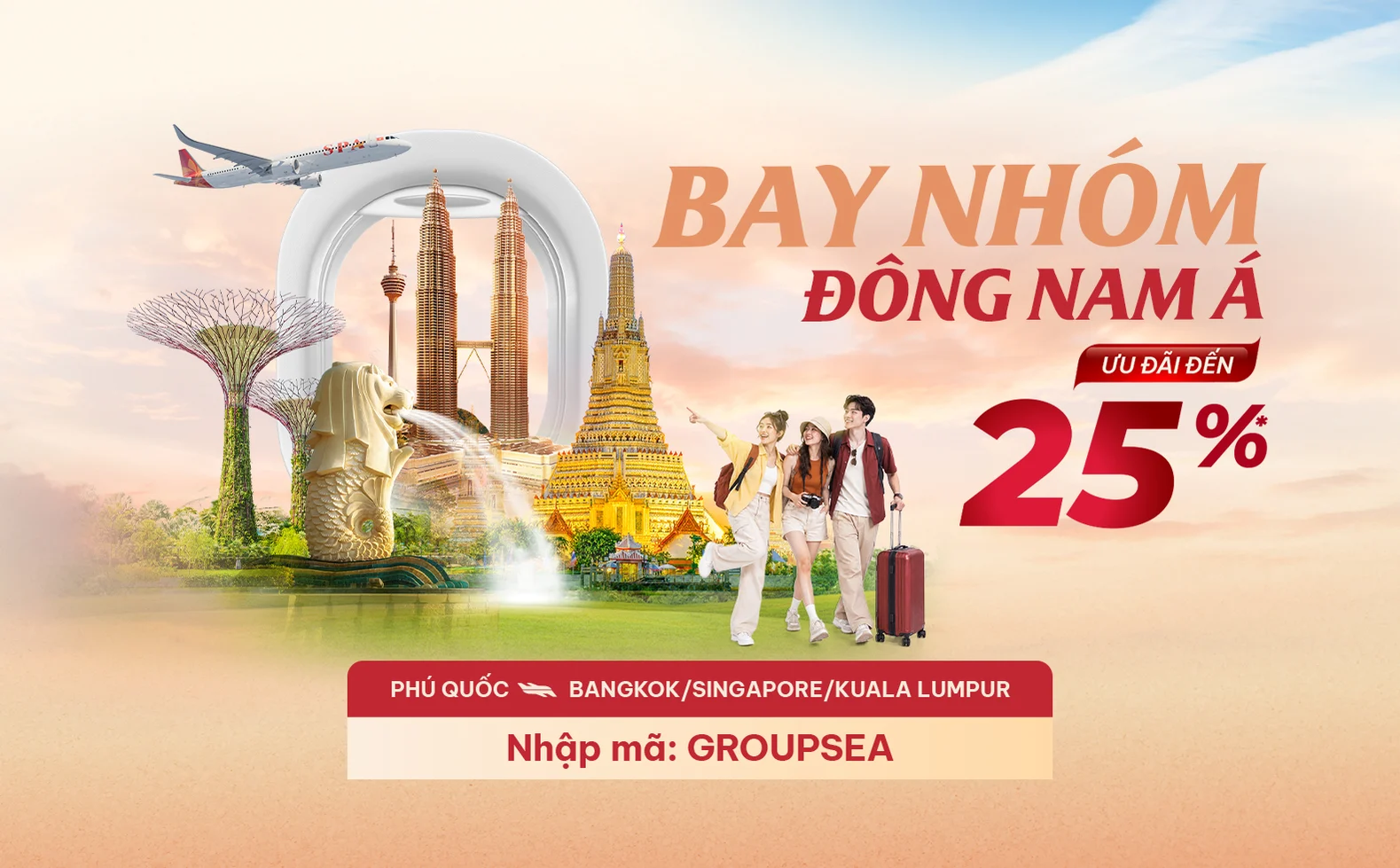 Giảm 25% khi bay nhóm tới Đông Nam Á cùng Sun PhuQuoc Airways