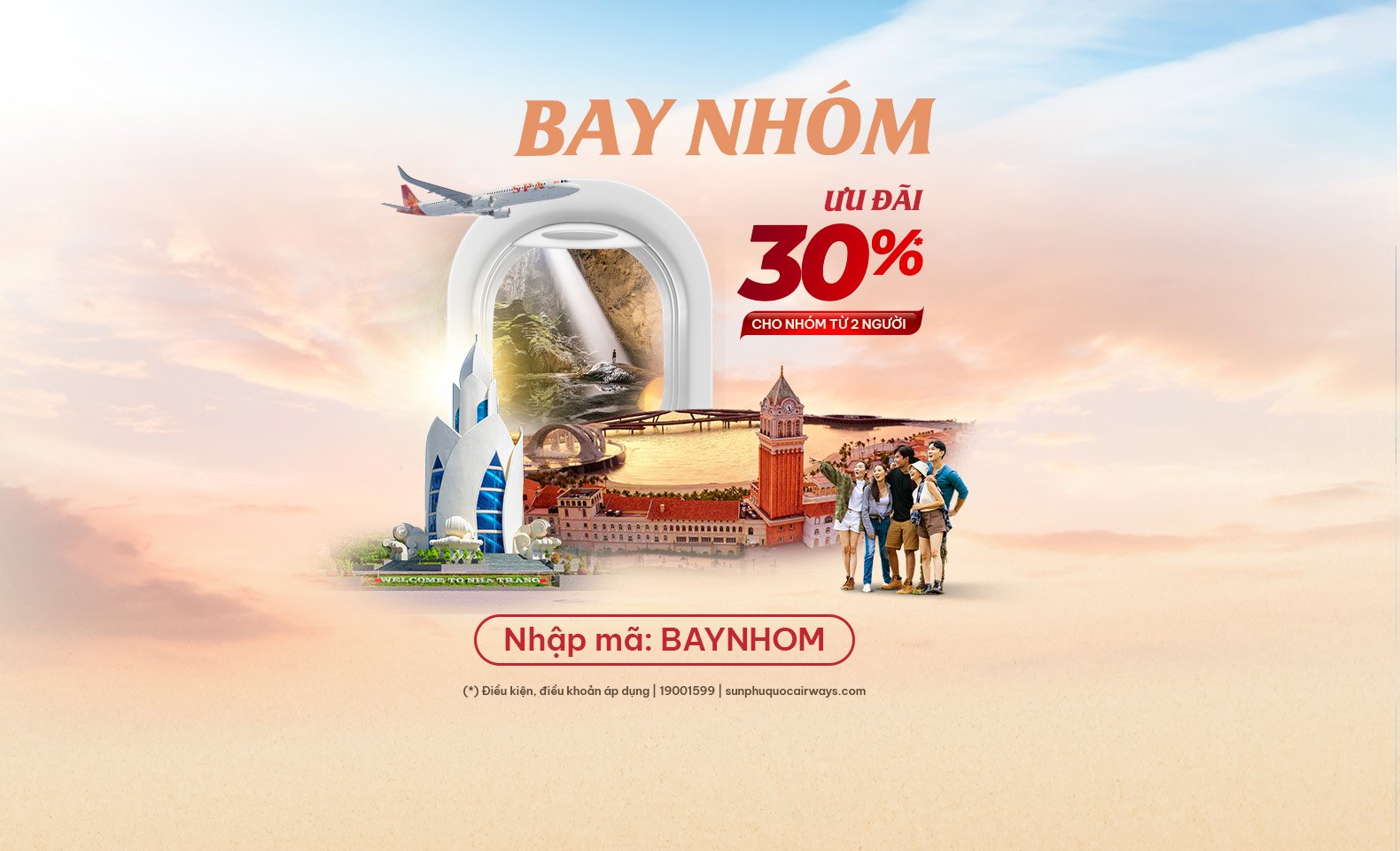 Ưu đãi 30% khi bay nhóm cùng Sun PhuQuoc Airways