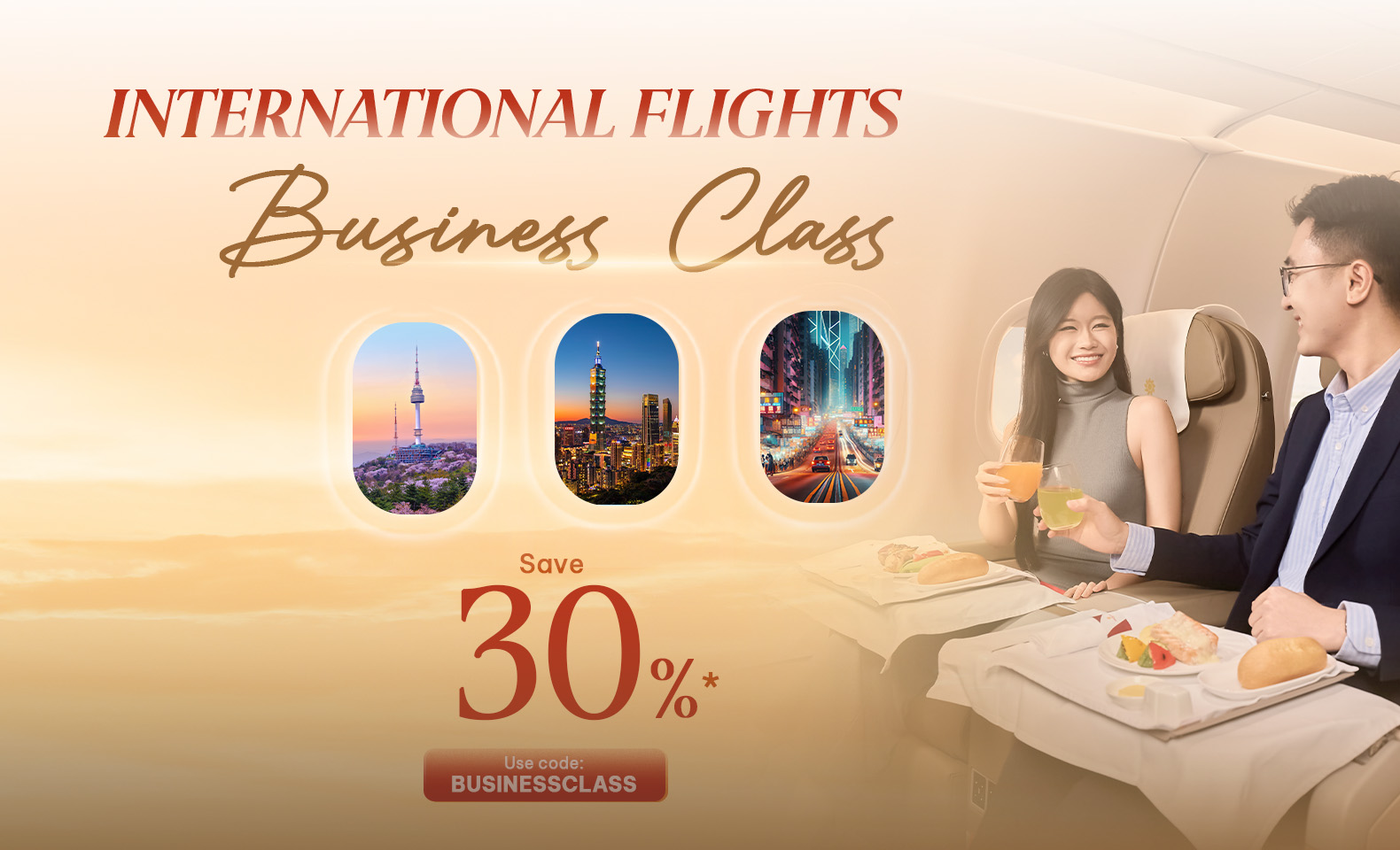 Business Class on International Flights - 30% Off