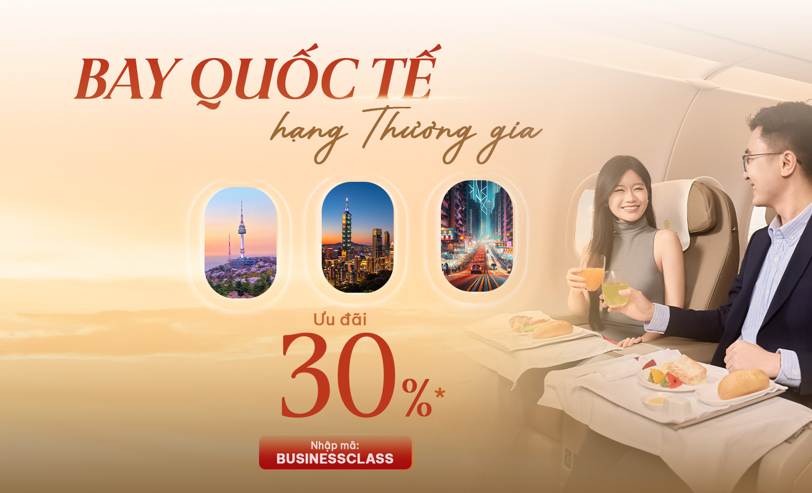 Bay quốc tế hạng Thương gia – Ưu đãi 30%