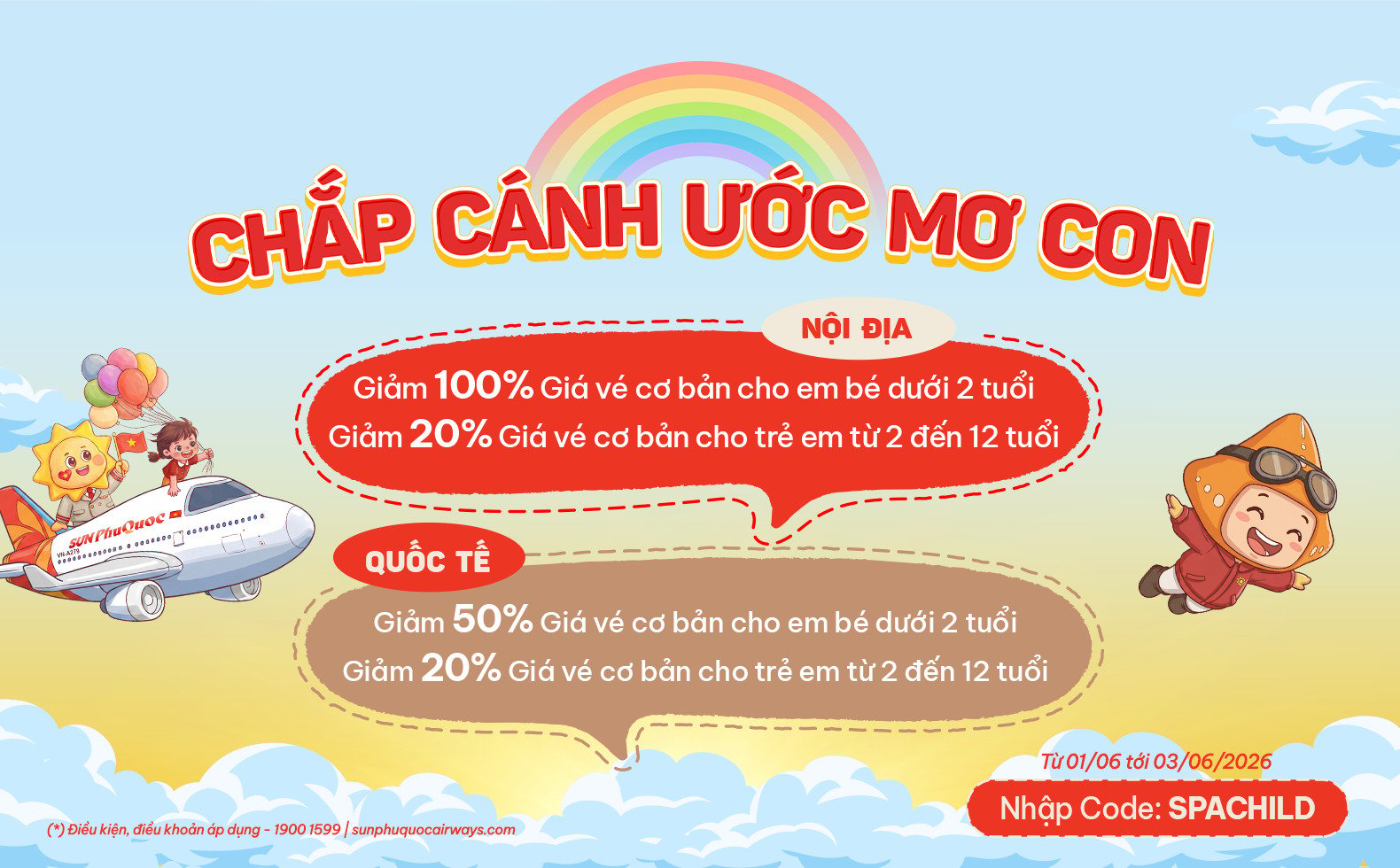 Chắp cánh ước mơ Con – Ưu đãi đặc biệt ngày 1/6 dành cho hành khách Nhí