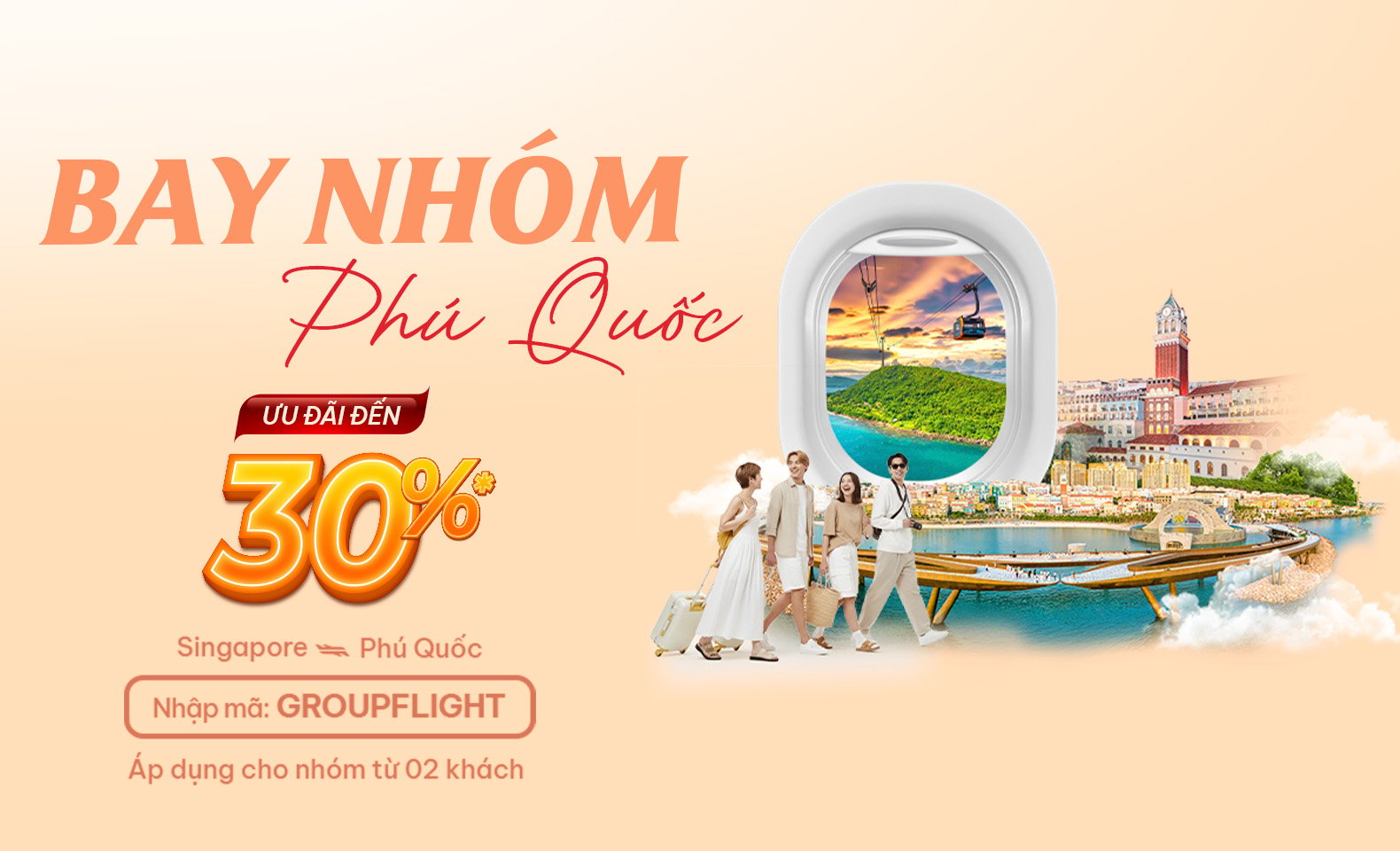 Nhận ưu đãi lên tới 30% khi cùng "đồng đội" bay Phú Quốc
