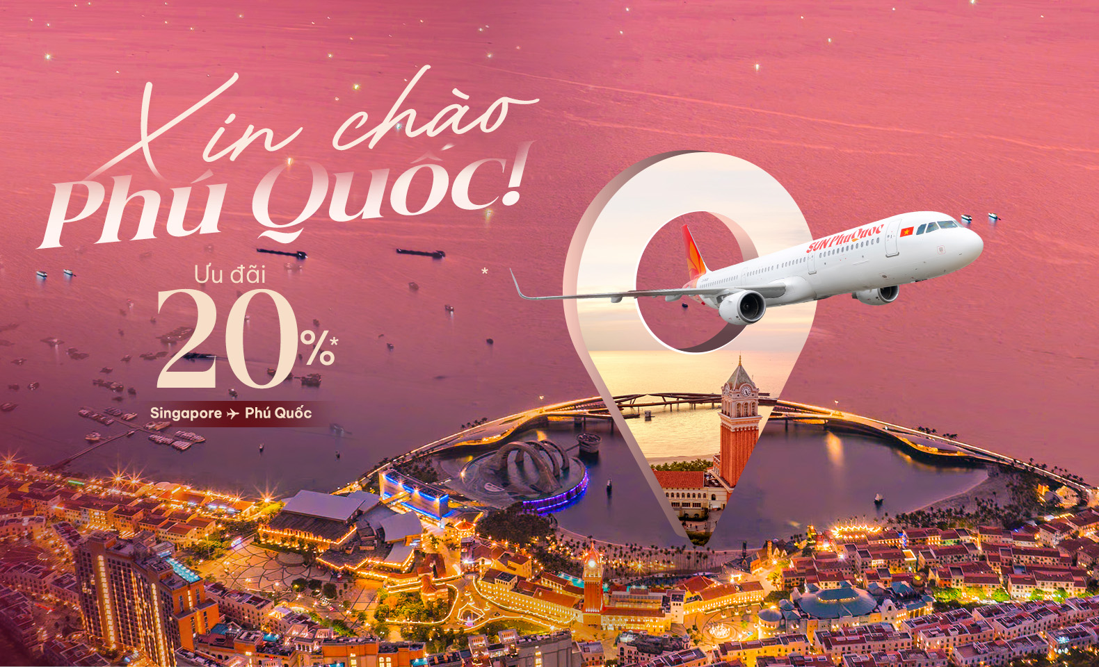 Mở bán vé máy bay Phú Quốc - Singapore: Ưu đãi 20% từ Sun PhuQuoc Airways