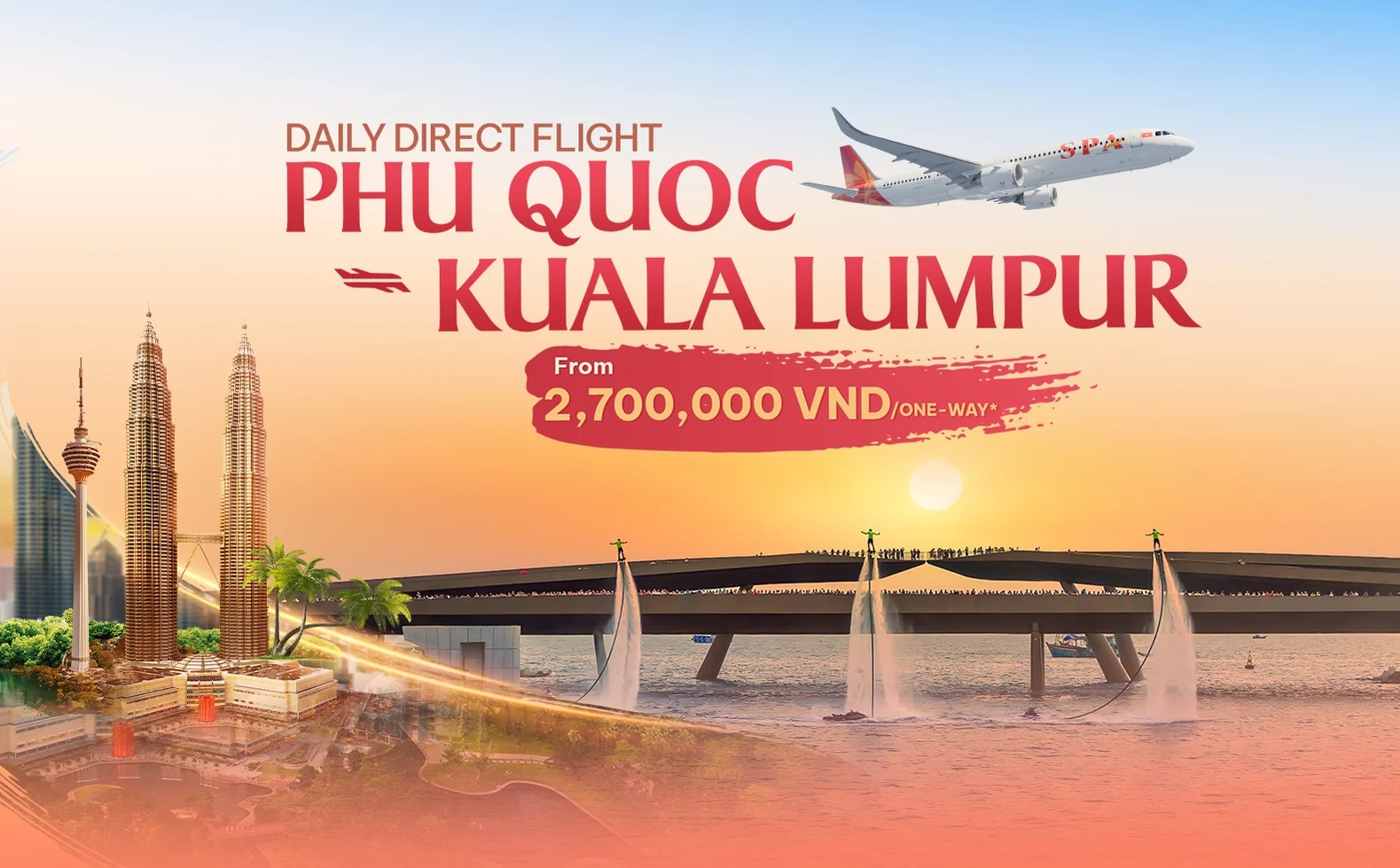 Fly from Phu Quoc to Kuala Lumpur with fares from VND 2,700,000
