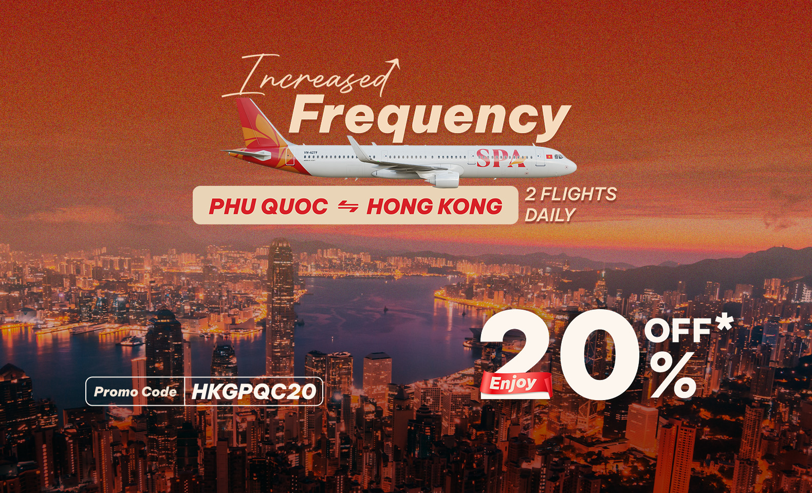 Phu Quoc - Hong Kong flights increased to 2 daily flights, enjoy 20% off