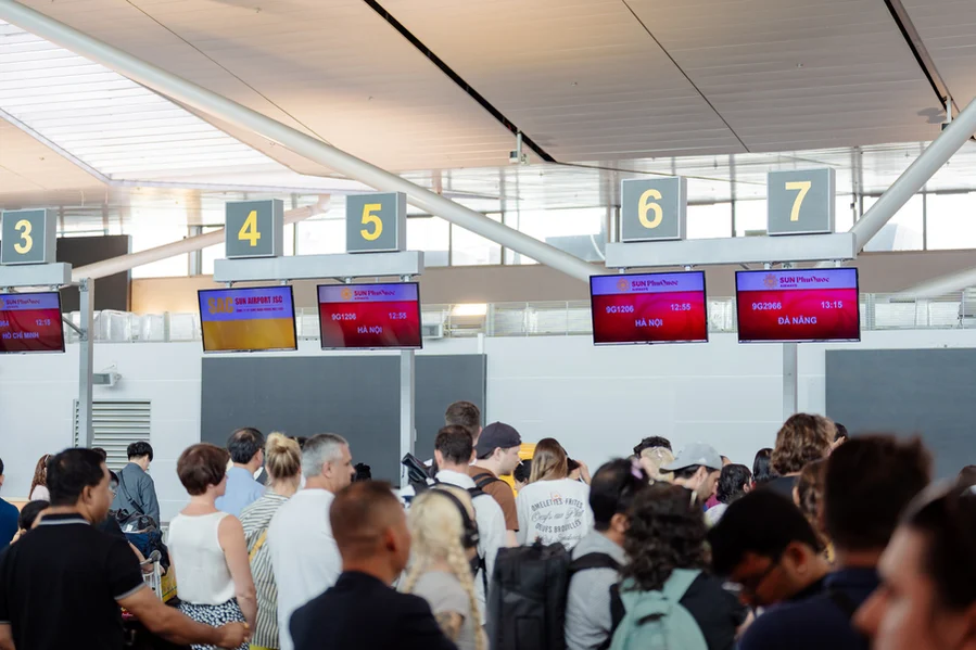 Quầy check-in Sun PhuQuoc Airways tại Phú Quốc hỗ trợ hành khách nhanh chóng trước giờ khởi hành Quầy check-in Sun PhuQuoc Airways tại sân bay Phú Quốc