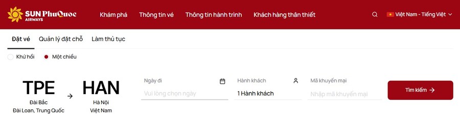 Tra lịch bay từ Đài Loan về Hà Nội và mua vé trên website SPA