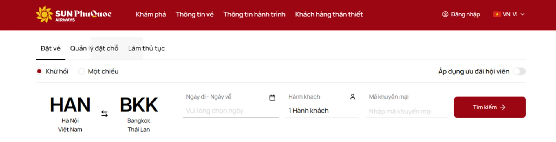 Vé máy bay Hà Nội đi Bangkok